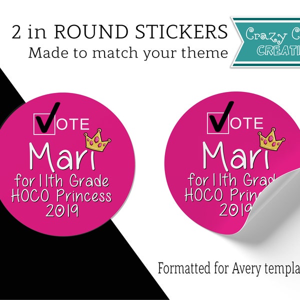 PRINT YOURSELF Custom Stickers 2in Round Avery Labels 22807, Party Printable, 2" Sticker, Digital download