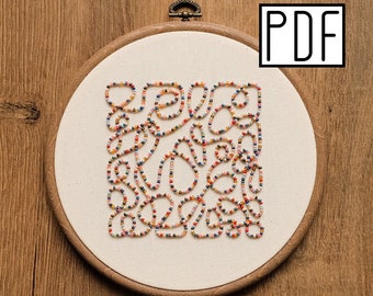 Digital PDF - Abstract Love Maze Hand Embroidery and Beading Pattern (Digital Download), printable pattern