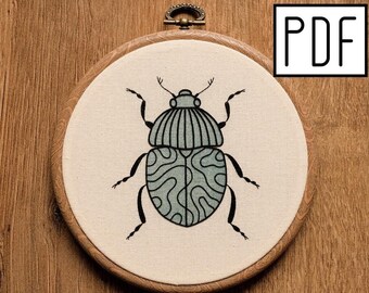 Digital PDF - Beetle Embroidery Pattern (Digital Download), whimsical embroidery design, printable pattern PDF