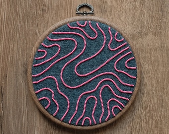 Flower Snake Hand Embroidery Hoop Art: Modern Wall Decor - Etsy