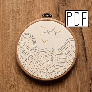 SAGITTARIUS Digital PDF pattern - Sagittarius Constellation Abstract Hand Embroidery Pattern (PDF modern hand embroidery pattern)