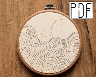 SCORPIO Digital PDF pattern - Scorpio Constellation Abstract Hand Embroidery Pattern (PDF modern hand embroidery pattern)