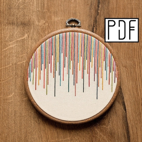 Digital PDF pattern - Colorful Lines Hand Embroidery Pattern (PDF modern hand embroidery pattern)