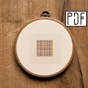 Digital PDF pattern - Multicolor Abstract Line Square Hand Embroidery Pattern (PDF modern hand embroidery pattern)