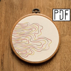 Digital PDF pattern - Abstract Lines Hand Embroidery Pattern (PDF modern hand embroidery pattern)