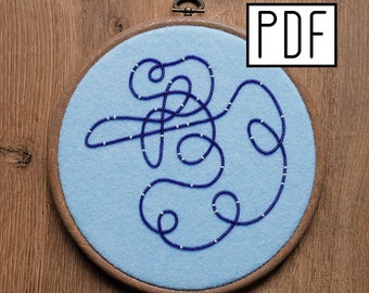 Digital PDF pattern - Abstract Cloud Hand Embroidery Pattern (PDF modern hand embroidery pattern)