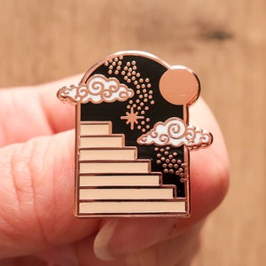 ROSE GOLD Celestial Stairway Hard Enamel Pin raised rose gold metal image 1