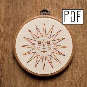 Digital PDF pattern - Sun Hand Embroidery Pattern (PDF modern hand embroidery pattern)