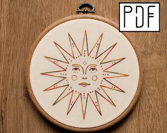 Digital PDF - Sun Hand Embroidery Pattern (Digital Download), printable pattern