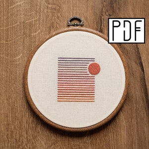 Digital PDF pattern - Sunset Lines Hand Embroidery Pattern (PDF modern hand embroidery pattern)