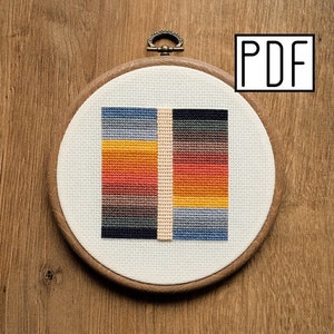 Digital PDF pattern - Abstract Sunset Cross Stitch pattern with bead details (PDF modern cross stitch pattern)