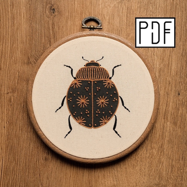 Digital PDF - Celestial Ladybug Hand Embroidery Pattern (Digital Download)