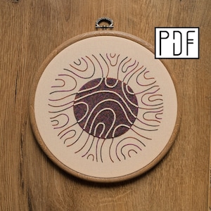 Digital PDF pattern - Abstract Lines Hand Embroidery Pattern (PDF modern hand embroidery pattern)