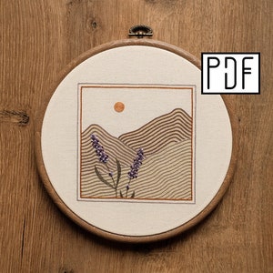 Digital PDF pattern - Lavender Fields Hand Embroidery Pattern (PDF modern hand embroidery pattern)