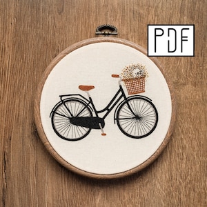 Digital PDF pattern - Bicycle Hand Embroidery Pattern (PDF modern hand embroidery pattern)