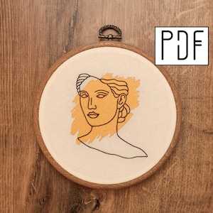 Digital PDF pattern - Artemis Statue Hand Embroidery Pattern (PDF modern hand embroidery pattern)