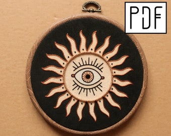 Digital PDF pattern - Eye Sun Hand Embroidery Pattern (PDF modern hand embroidery pattern)