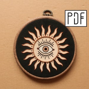 Digital PDF - Eye Sun Hand Embroidery Pattern (Digital Download)