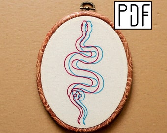 Digital PDF pattern - 3D Snake Hand Embroidery Pattern (PDF modern hand embroidery pattern)