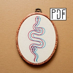Digital PDF pattern - 3D Snake Hand Embroidery Pattern (PDF modern hand embroidery pattern)