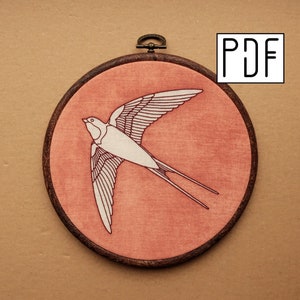 Digital PDF pattern - Bird Hand Embroidery Hoop Art (PDF modern hand embroidery pattern)
