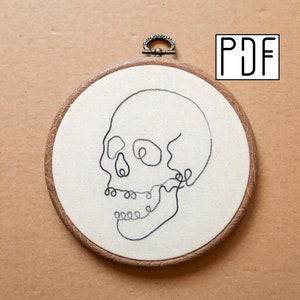 Digital PDF pattern - Line Skull Hand Embroidery Pattern (PDF modern hand embroidery pattern)