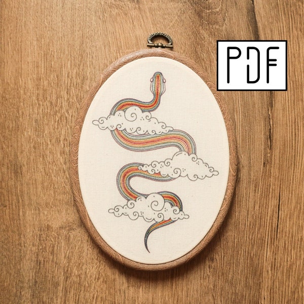 Digital PDF pattern - Gradient Snake Hand Embroidery Pattern (PDF modern hand embroidery pattern)