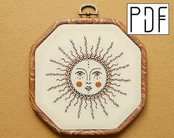 Digital PDF pattern - Ornament Sun Hand Embroidery Pattern (PDF modern hand embroidery pattern)