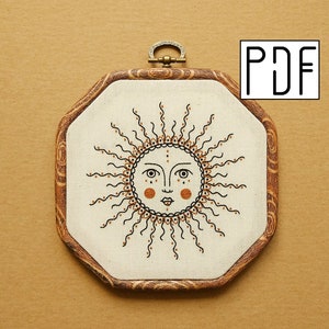 Digital PDF pattern - Ornament Sun Hand Embroidery Pattern (PDF modern hand embroidery pattern)