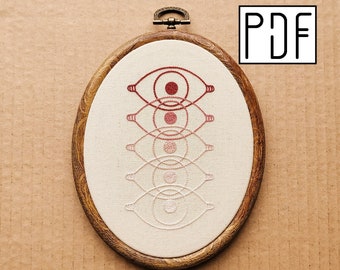 Digital PDF - Gradient Cyclops Eye Hand Embroidery Pattern (Digital Download), printable pattern, spooky embroidery design