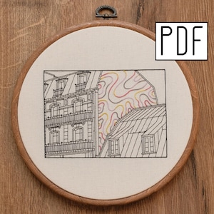 Digital PDF pattern - Architecture Hand Embroidery Pattern (PDF modern hand embroidery pattern)