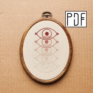 Digital PDF pattern - Gradient Cyclops Eye Hand Embroidery Pattern (PDF modern hand embroidery pattern)