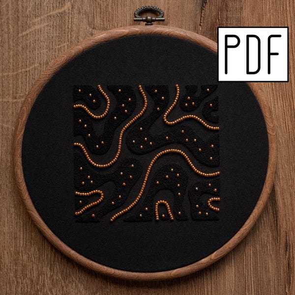 Digital PDF pattern - Abstract Lines - Stars Night Hand Embroidery Pattern (PDF modern hand embroidery pattern)