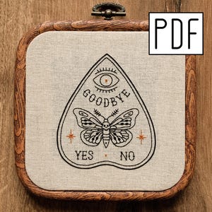 Digital PDF - Ouija Planchette Embroidery Pattern: Moth & Butterfly Detail (Digital Download)
