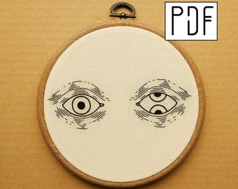 Digital PDF pattern - Eyes Hand Embroidery Pattern (PDF modern hand embroidery pattern)