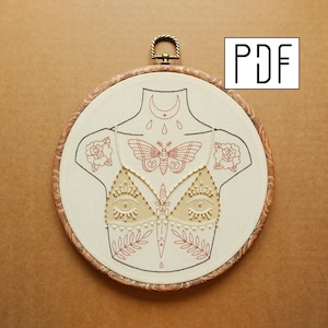 Digital PDF pattern - Tattooed Female Hand Embroidery Pattern (PDF modern hand embroidery pattern)