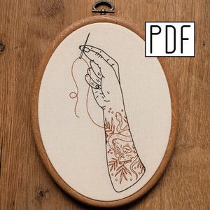 Digital PDF pattern - Tattoo Arm Hand Embroidery Pattern (PDF modern hand embroidery pattern)