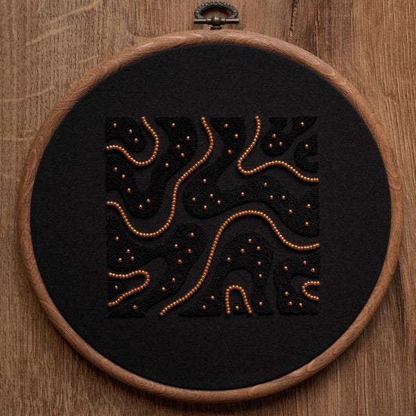 Abstract Night Stars Hand Embroidery Hoop Art: Modern Wall Decor