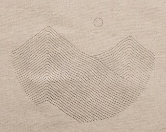 FABRIC - pre Hand-Drawn Abstract Mountains Embroidery Pattern Fabric: Unbleached Cotton Square - 150 g/m2