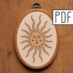 Digital PDF pattern - Sun Hand Embroidery Pattern (PDF modern hand embroidery pattern)