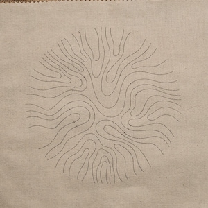 FABRIC - pre Hand-Drawn Abstract Lines Embroidery Pattern Fabric: Unbleached Cotton Square - 150 g/m2