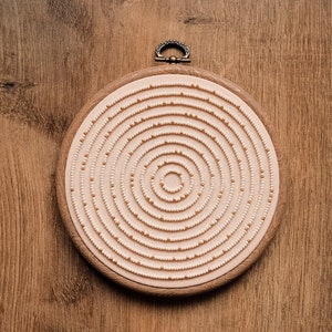 Beaded Circle Hand Embroidery Hoop Art: Modern Wall Decor, minimalist beading design
