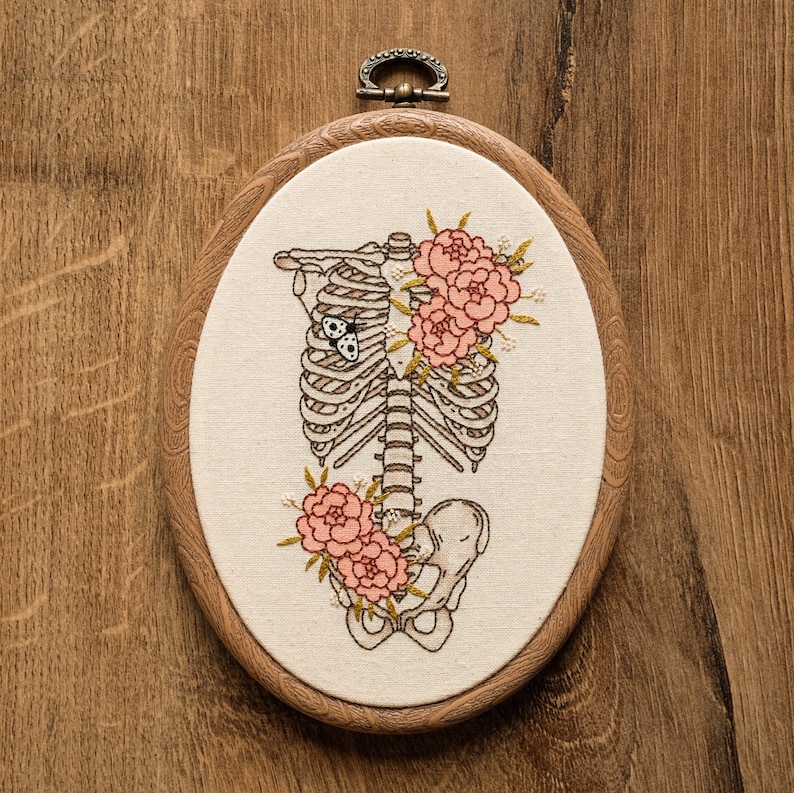 Digital PDF pattern Flower Skeleton Hand Embroidery Pattern PDF modern hand embroidery pattern image 2