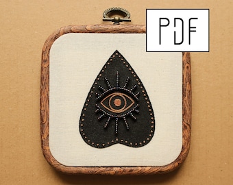 Digital PDF pattern - Eye Ouija Planchette Hand Embroidery Pattern (PDF modern embroidery pattern)