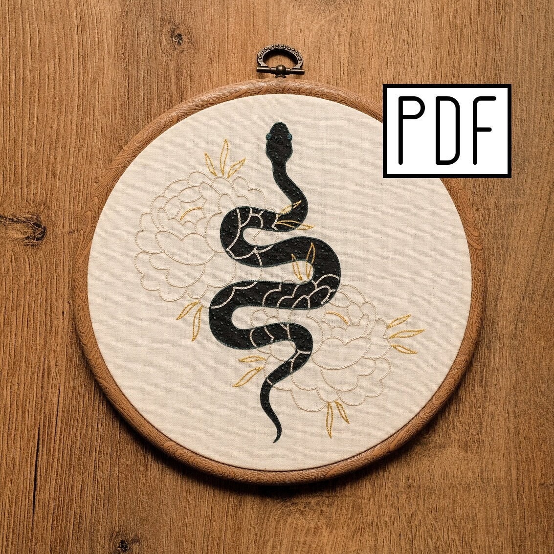 Digital PDF pattern - Flower Snake Hand Embroidery Pattern (PDF modern hand embroidery pattern)