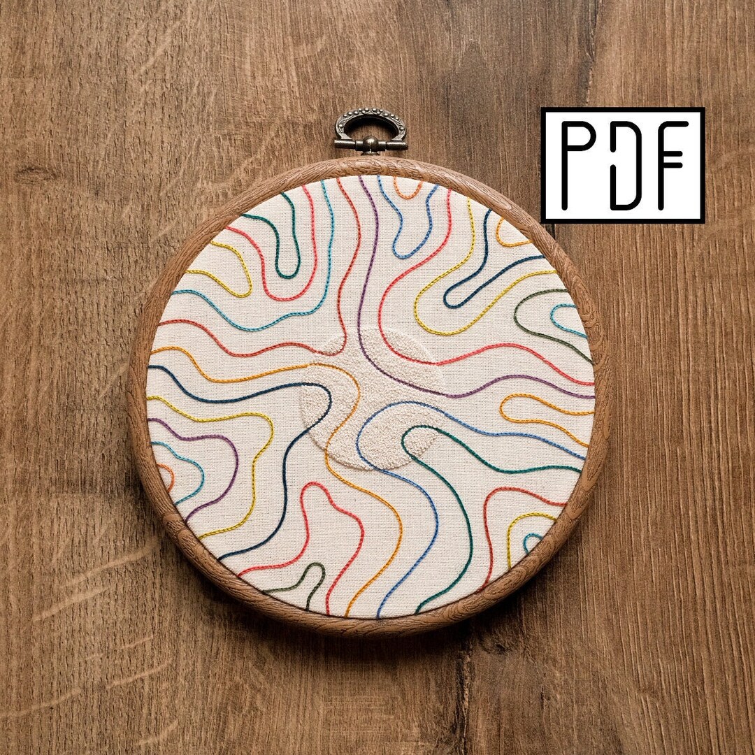 Digital PDF - Abstract Lines Hand Embroidery Pattern (digital Download ...
