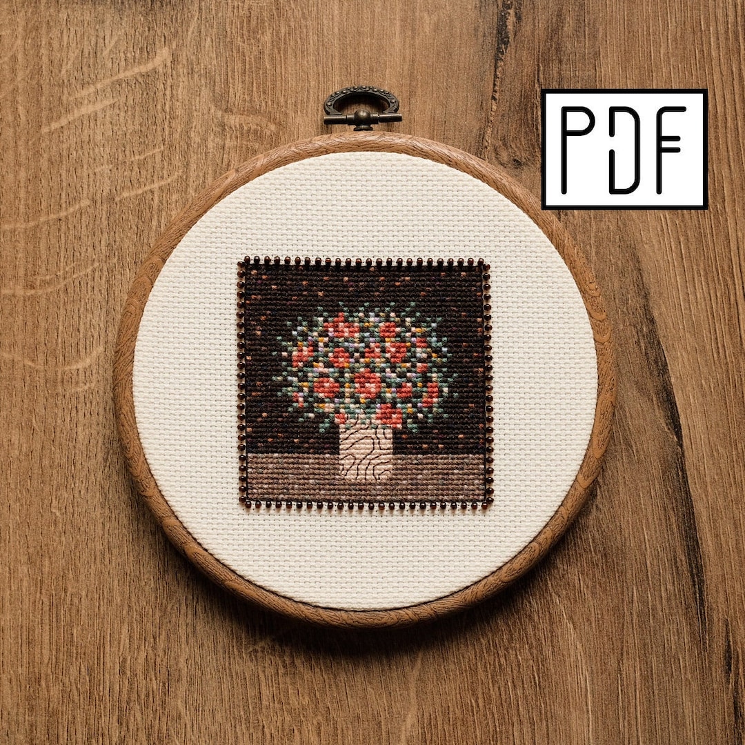 Digital PDF Pattern - Flower Bouquet in a Vase Cross Stitch Pattern ...