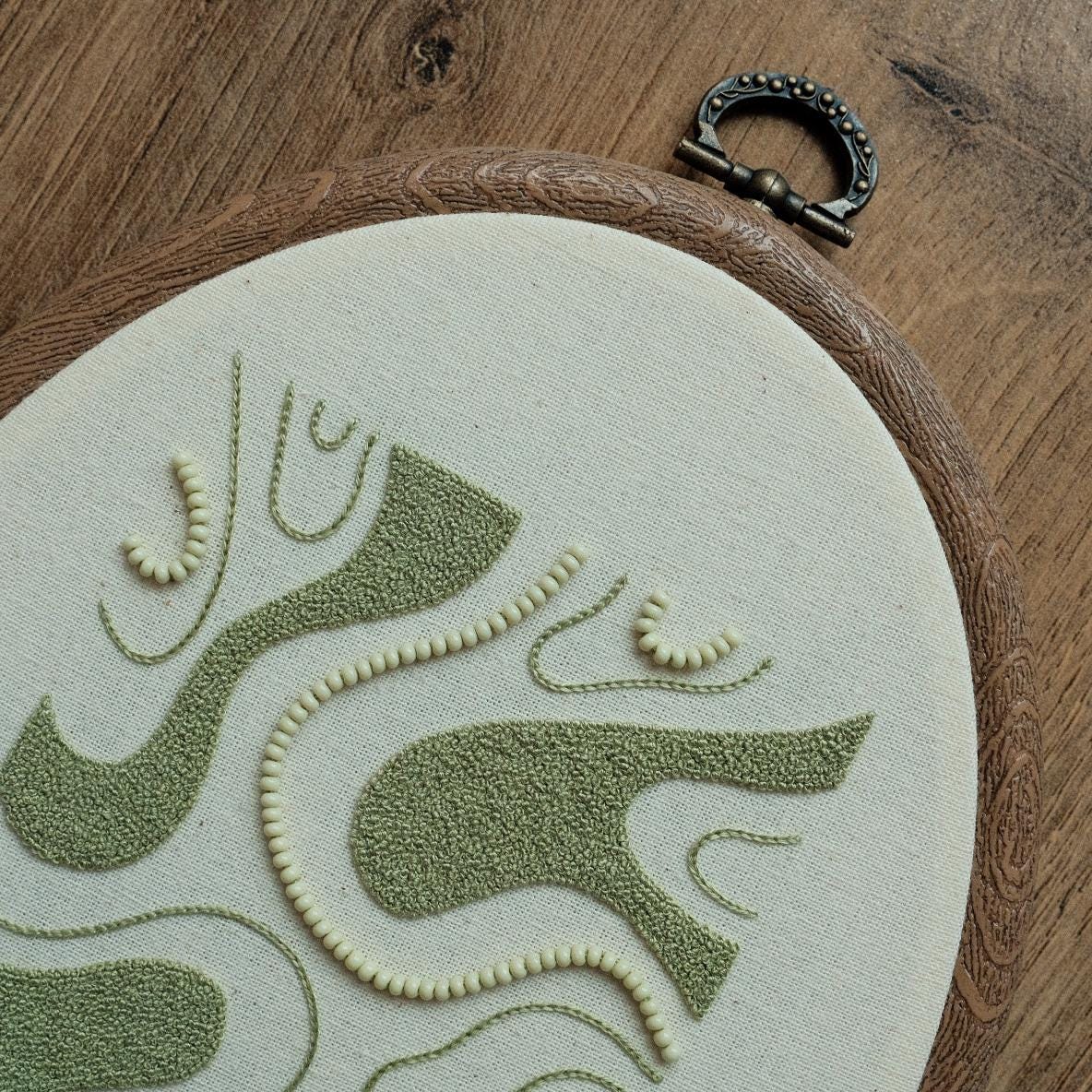 Digital PDF - Olive Green Abstract Lines Hand Embroidery Pattern ...