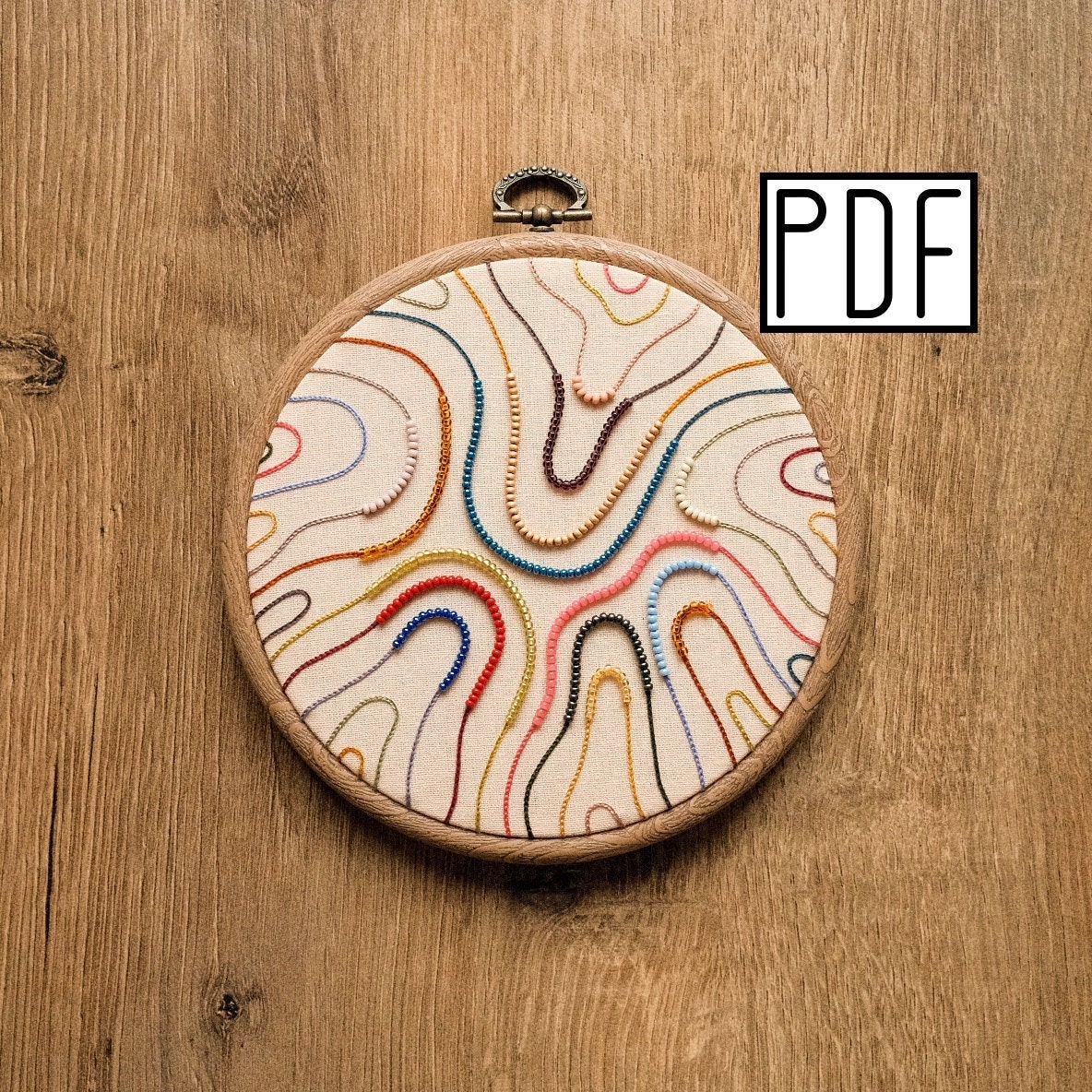 Digital PDF pattern - Multicolored Abstract Lines Hand Embroidery Pattern (PDF modern hand embroidery pattern)