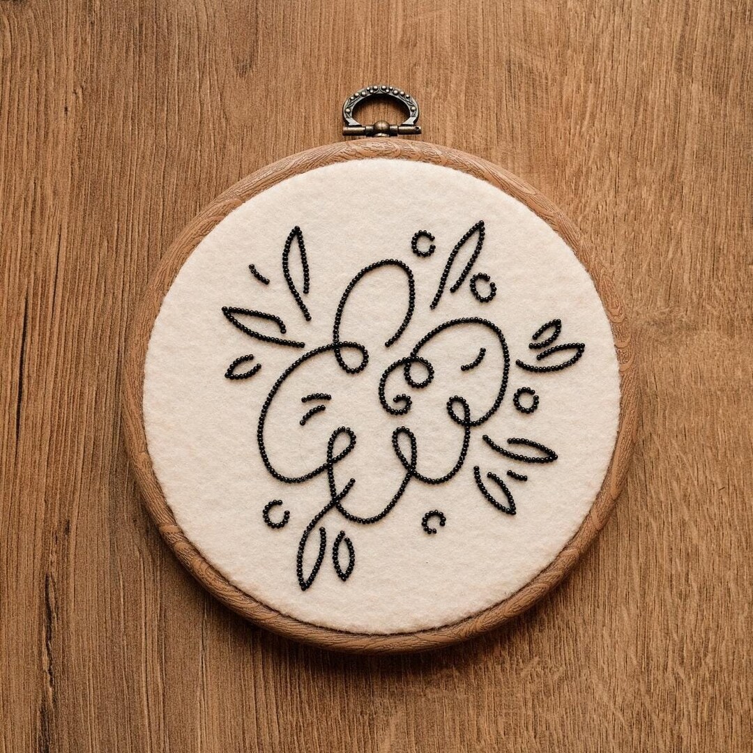 Beaded Abstract Flower Hand Embroidery Hoop Art: Modern Wall Decor - Etsy